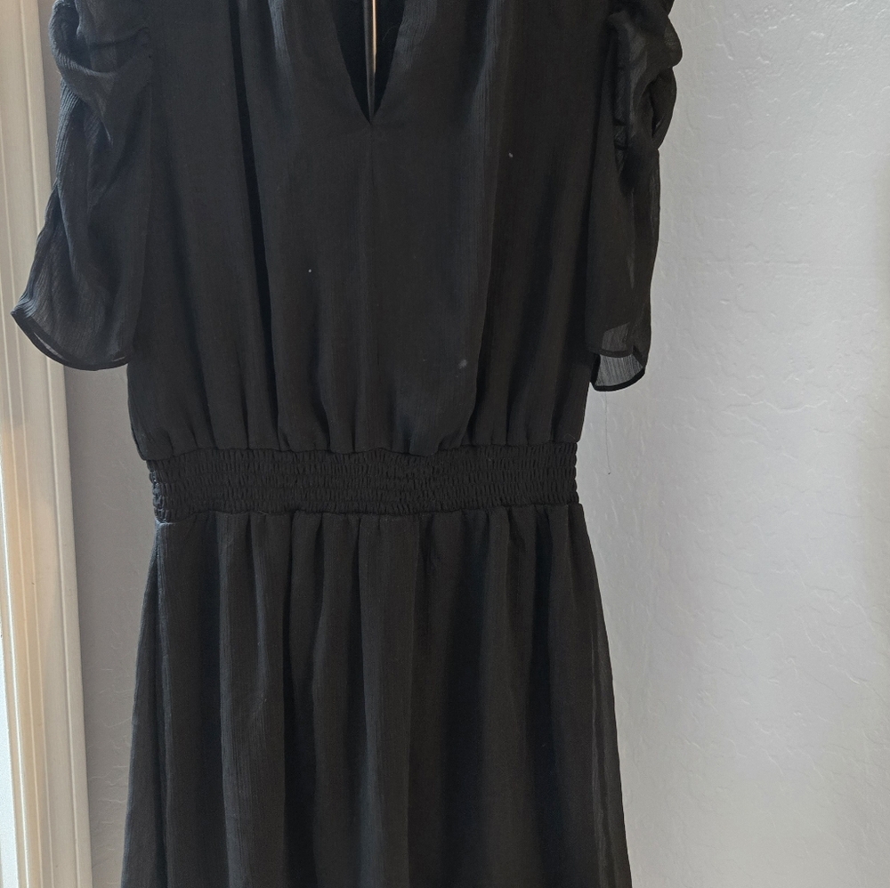 Black Ruffled Mini Dress Size M - Picture 4 of 7